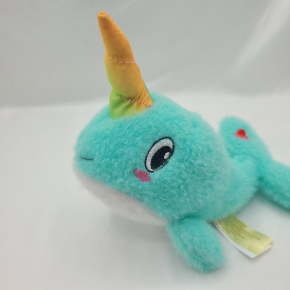 MTY Narwhal Unicorn Rainbow Horn Plush Heart Tail Stuffed Animal Embroidered 9" - Picture 6 of 12